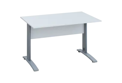 EPK 28 - 12 stůl kancelářský, kovová podnož stříbrná, deska 25 mm, široký 1200 mm, bílá